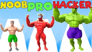 NOOB vs PRO vs HACKER in Muscle Rush (Level 81 - 93 )