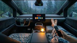 I Camped in My Cybertruck During a Heavy Rainstorm… It Was Too Cozy to Leave ⛈️