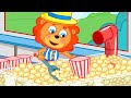 Lion family  popcorn problems  curious lion  cartoon for kids