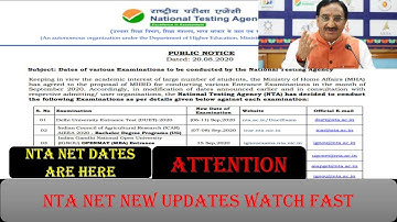 UGC NTA NET JUNE 2020 | FINAL DATES OUT | EXAM IN SEPTEMBER, 2020