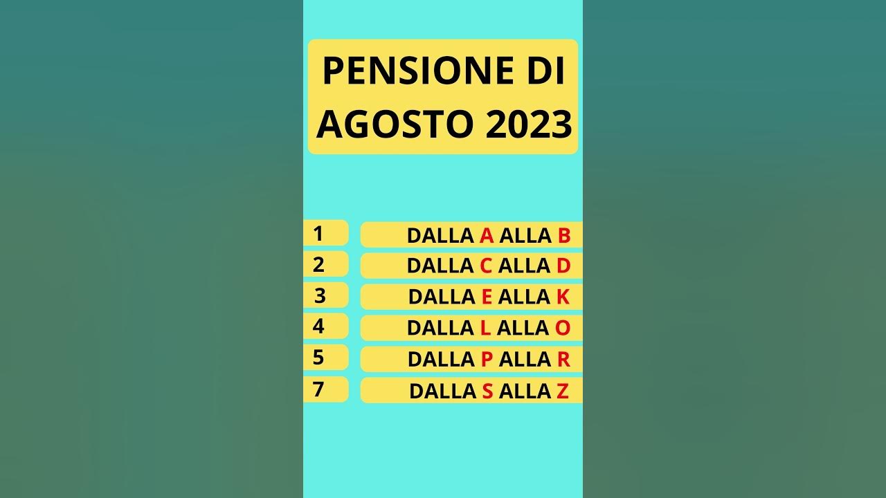 PAGAMENTO PENSIONE DI AGOSTO 2023 YouTube