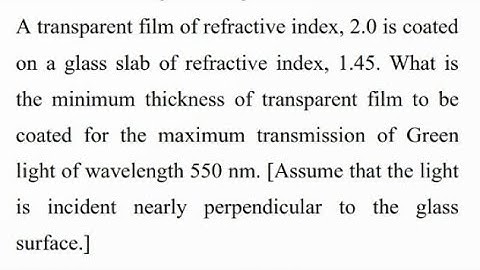 JEE-MAIN-2025   22 JAN.      A transparent film of refractive index, 2.0 is coated on a glass slab