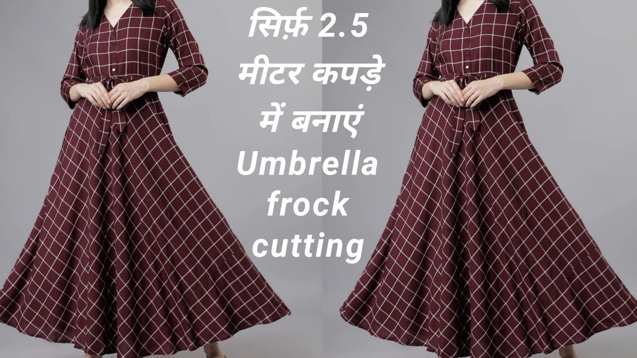 Umbrella gown cutting/simple and easy | सिंपल गाउन की कटिंग सीखे - YouTube