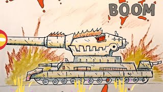 วาดรูปรถถัง | Monster tank,,, cartoon tank drawing