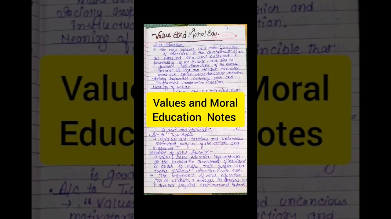 moral values and education sem 5 notes in english