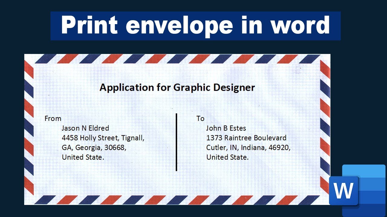 application letter envelope format