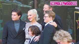 Gwen Stefani, Blake Shelton, Reba McEntire, Jimmy Iovine, & Sons Pose At Her Walk Of Fame Star