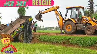 JCB 3dx pulling out the tractor trolley that fell in the paddy field and Mahindra 275 Tractor videos