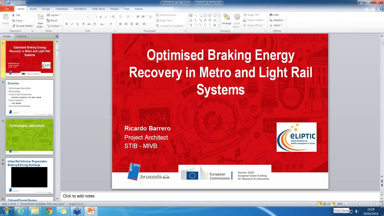 ELIPTIC webinar 1 Optimised braking energy recovery in electric