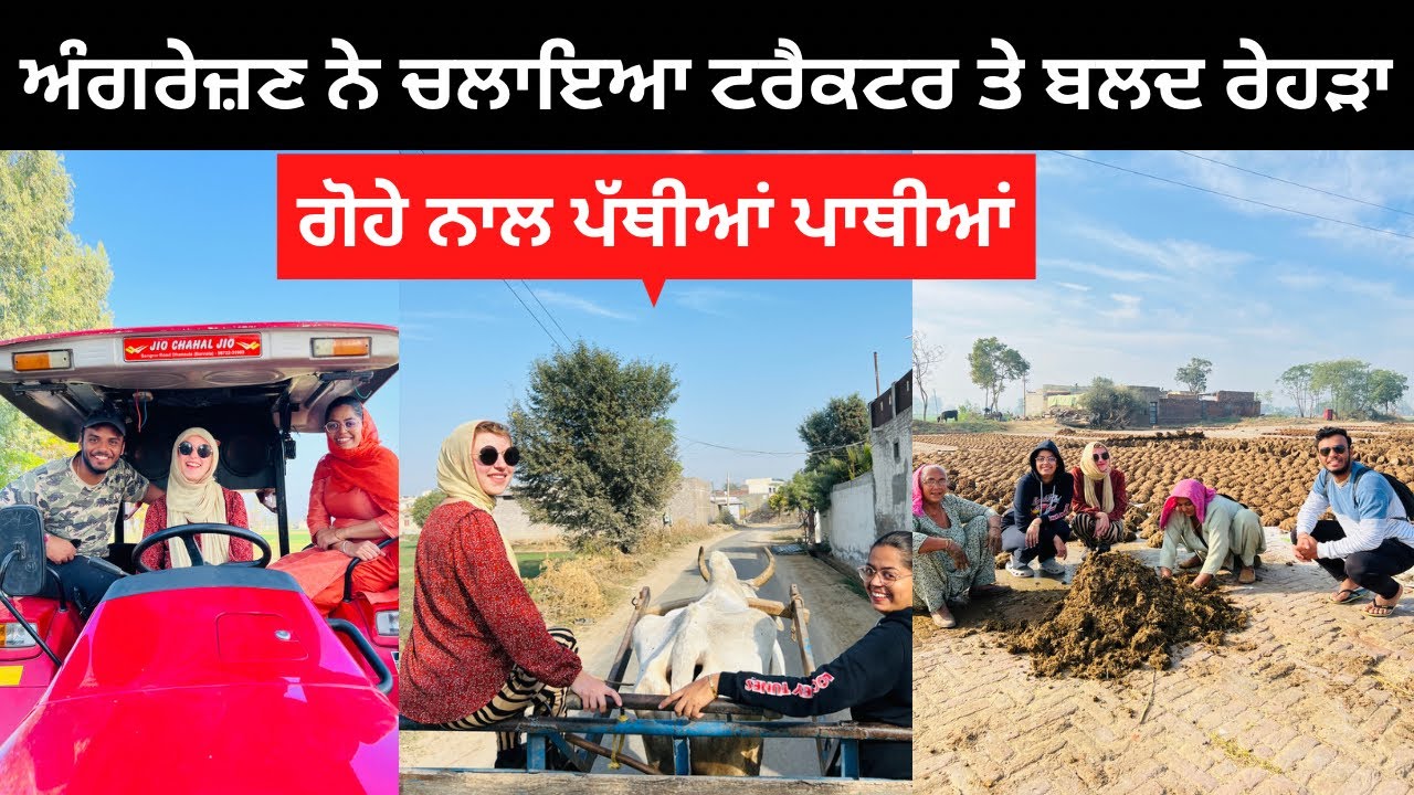 ਅੰਗਰੇਜ਼ਣ ਨੇ ਚਲਾਇਆ ਟਰੈਕਟਰ । Punjabi Travel Couple | Ripan Khushi | Punjab Village Tour