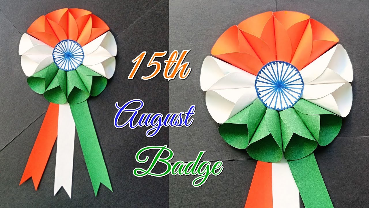DIY Independence Day Badge Making Indian Flag Badge 15th August Craft DIY Independence Day Badge Making Indian Flag Badge 15th August Craft