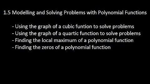 1.5 Modelling and Solving Problems with Polynomials
