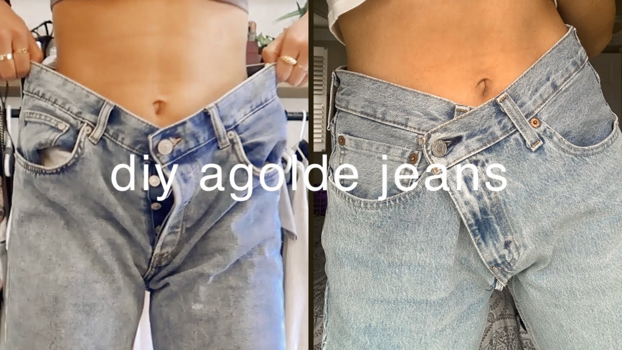 EASIEST WAY TO RESIZE JEANS  diy agolde criss cross upsized jean 