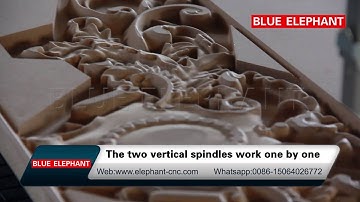 Pneumatic cnc router Blue Elephant 1325 three spindle cnc router working process video