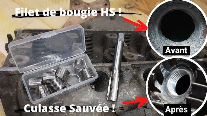 Outils de Réparation de Trou de Filetage de Bougie D'allumage de 14 Mm, Kit  de Réparation de Filetage avec 10 Inserts Filetés M12 X 1,25 et Un Taraud  Fileté M14 X 1,25