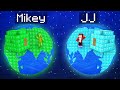 Mikey emerald vs jj diamond planet survival battle in minecraft maizen