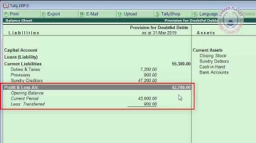Provision for Doubtful Debts in TallyERP 9