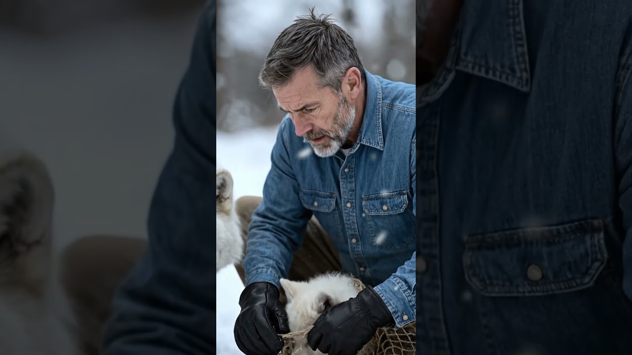 Mother Wolf Trusts Old Man to Save Her Frozen Cub! 🐺❄️ 