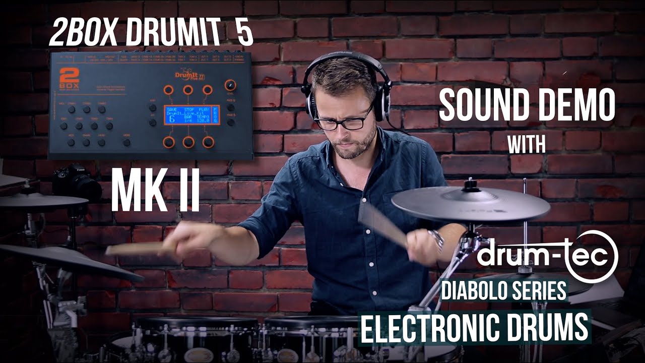 2Box Drumit 5 MK2 electronic drums sound module demo with drum-tec diabolo  series