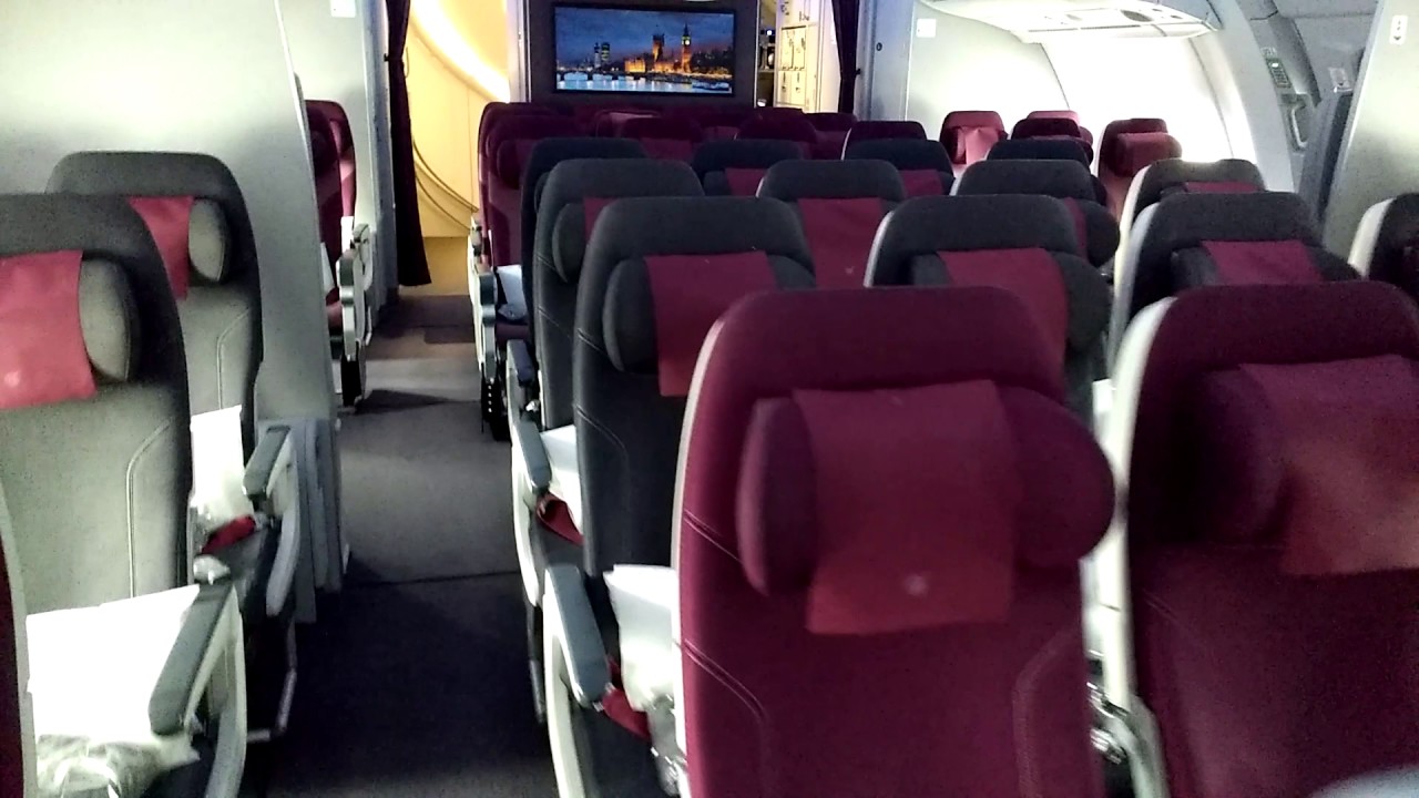 Qatar Airways A380 Upper Deck Economy Cabin Youtube