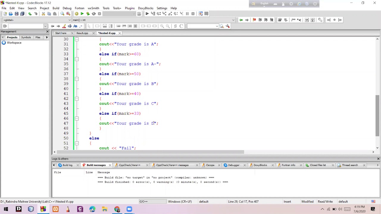7. C++ Tutorial: Letter grade calculation_2 - YouTube