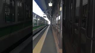 函館本線 小樽駅４番線 H100形 発車と入線 汽笛 流しノッチあり