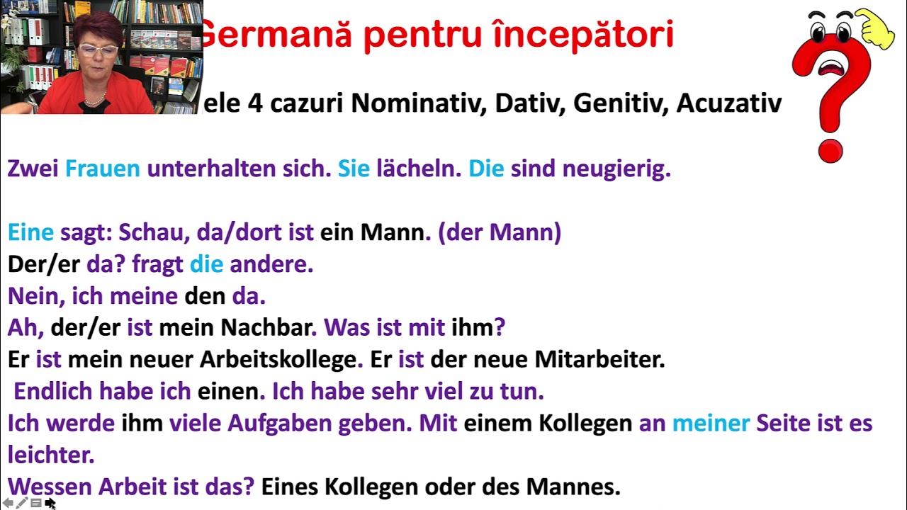 Cele 4 cazuri: Nominativ, Dativ, Genitiv, Acuzativ der, den, des, er, ihm, ihn, ein, einen, einem?
