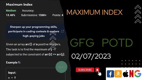 Maximum Index || gfg potd || potd today || @gfg @CodeThurst