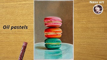 How to drow macarons cookies drowing with oil pastels- step by step for beginners/oil pastels art