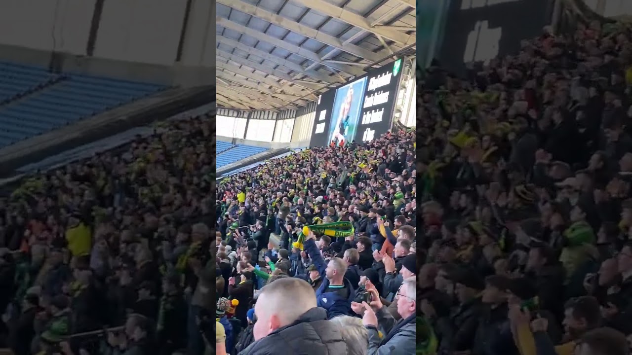 Coventry City 2-4 Norwich City , Norwich City Fans being loud at Final Whistle 