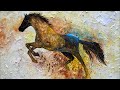 How to Abstract Acrylic Painting on Canvas / Step by Step Easy tutorial / Running Horse