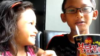 siblings 5yrs 11yrs challenge spicy ramen noodles