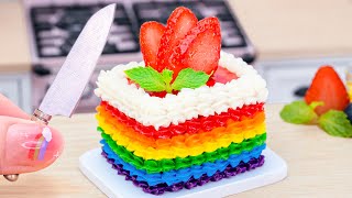 How to make Strawberry Cake ? The Most Beautiful Miniature Rainbow Cakes | Absolutely Satisfying