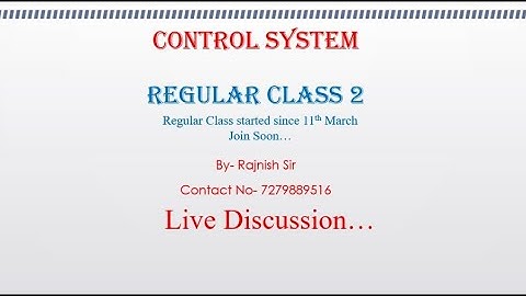 Control System|Lec 2 | Part 2| 6th Sem EE | Rajnish Sir