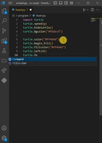 Draw heart shape using python || Python Love Symbol || Python Love ...