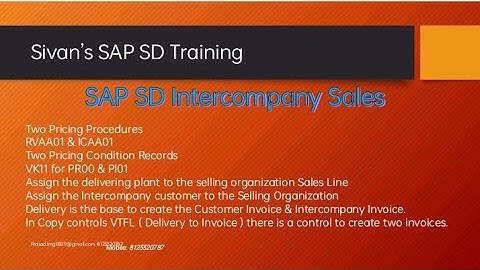 Intercompany Sales SAP SD | Sivan