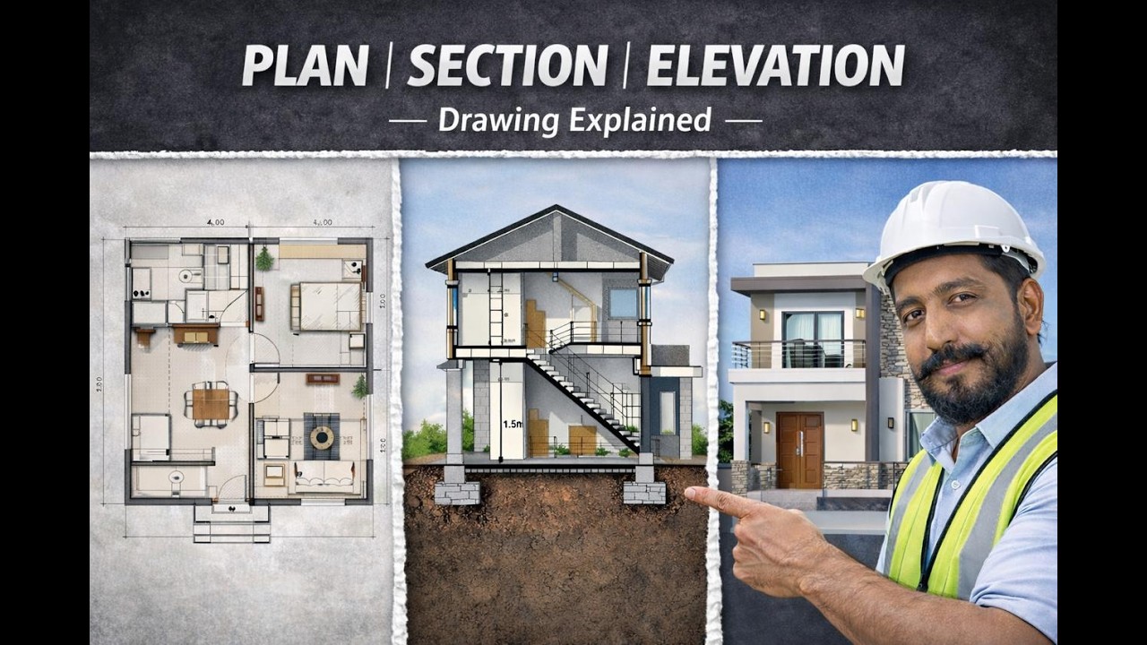 PLAN vs SECTION vs ELEVATION explained for Site Engineers | Civil ...