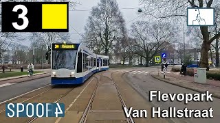 Cabinerit Tram 3 (Amsterdam) | Flevopark - Van Hallstraat (Tram Driver&#39;s POV)