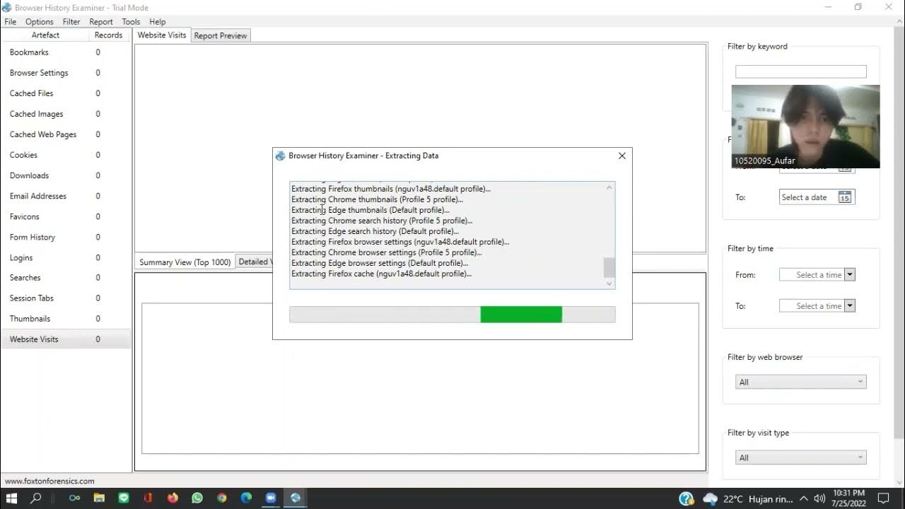 Browser history capturer YouTube