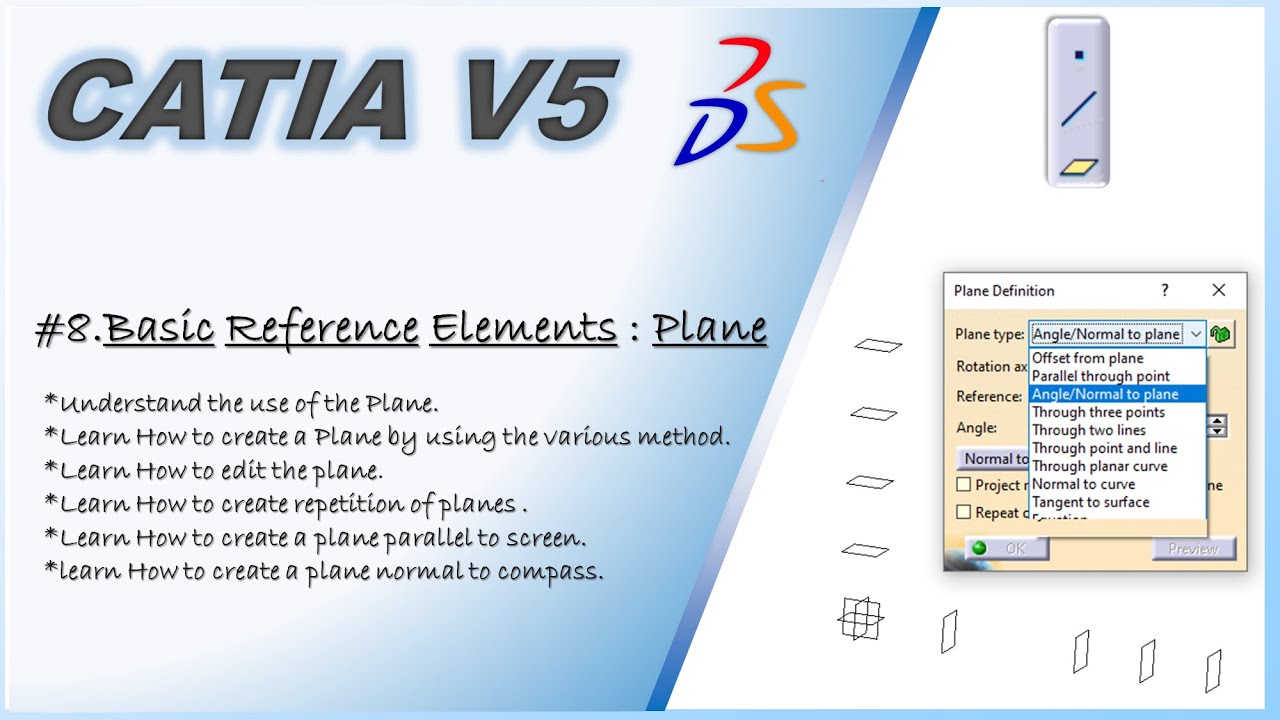 CATIA V5: Basic Reference Elements: Plane #catiav5 #3dexperience # ...