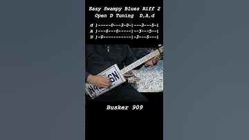 Open D Tuning - Easy Swampy Blues Riff "No Chat" #cigarboxguitarlesson #fretless #slide  w Tab