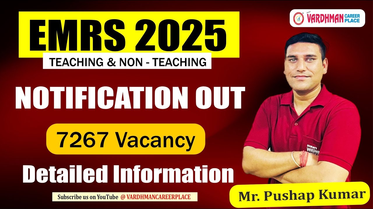 EMRS 2025 Recruitment: 7,267 Vacancies for Teachers & Staff – Apply by Oct 23!