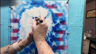 Airbrushing; Eagle head and American flag
