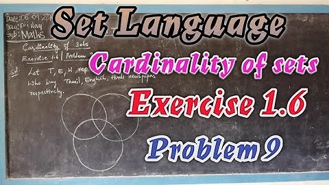 TN 9th Maths|Set Language|Cardinality of sets|Exercise 1.6|Problem 9|In telugu