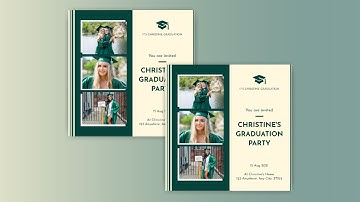 Design a Green & Brown with Photos Graduation Party Invitation for Free using VP InfoART