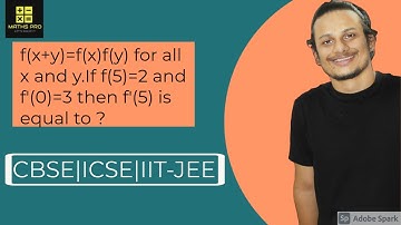 Let f(x+y) = f(x)f(y) for all x and y. If f(5) = 2 and f’(0) = 3