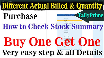 Use Different Actual & Billed Quantity in Tally Prime in Hindi. Buy One Get One Free.& Stock Summary