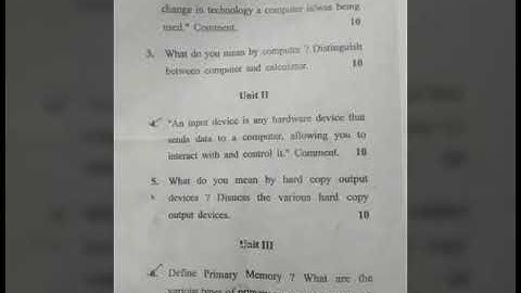 B.Com 1st Sem Questionpaper :- Basic of Computer (Dec 2019) BPSMV University