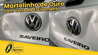 Martelinho de Ouro com Torre de Estiramento: recuperação de amassados grandes em carros!