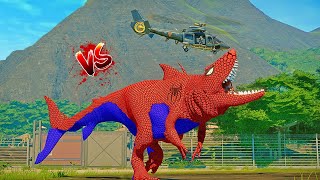 Superhero dinosaurs are fighting! Spider-Man T-Rex vs Captain America Ultimasaurus vs Shark